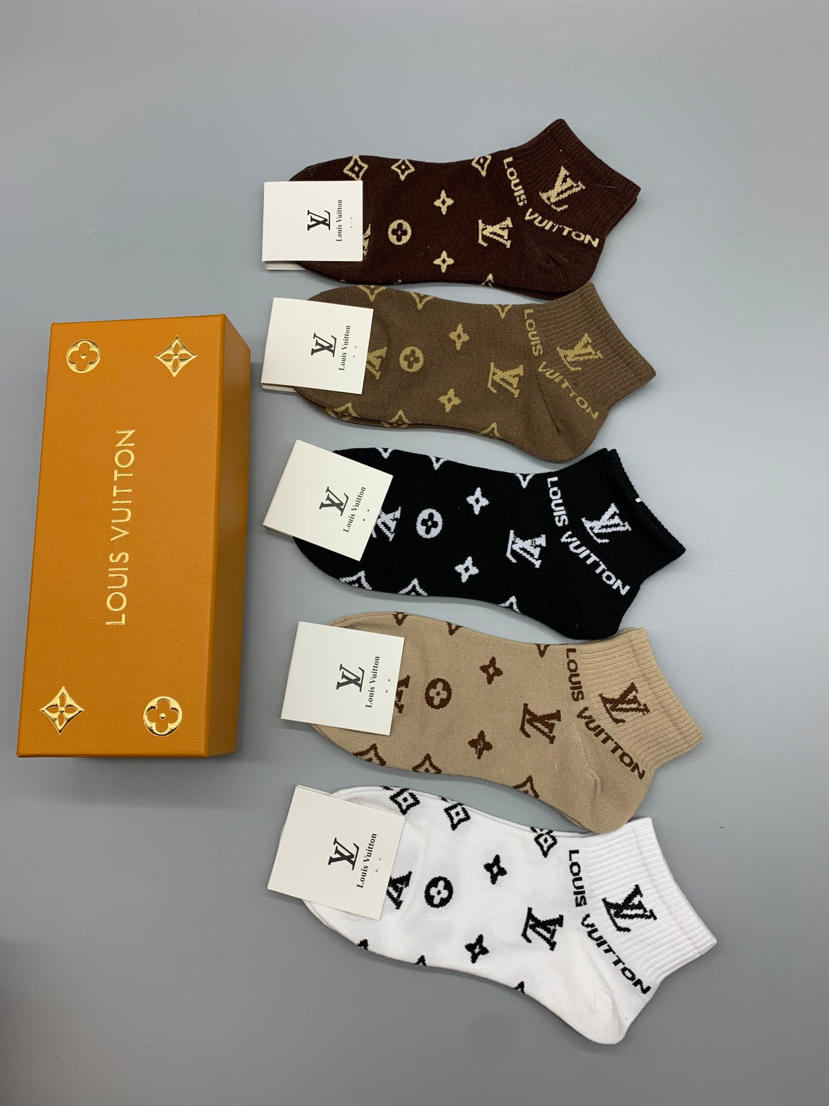 Louis Vuitton Monogram-Style Motifs No-Show Socks