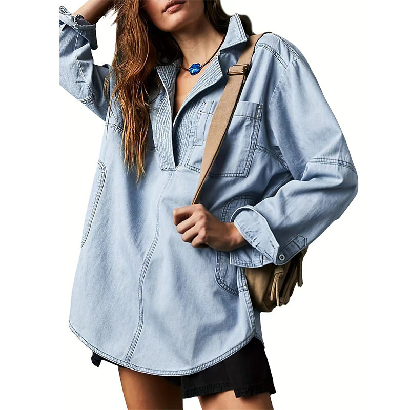 🔥Autumn Sale 50% OFF🔥Nomenoy® Women's Oversized Denim Pullover Clothing &