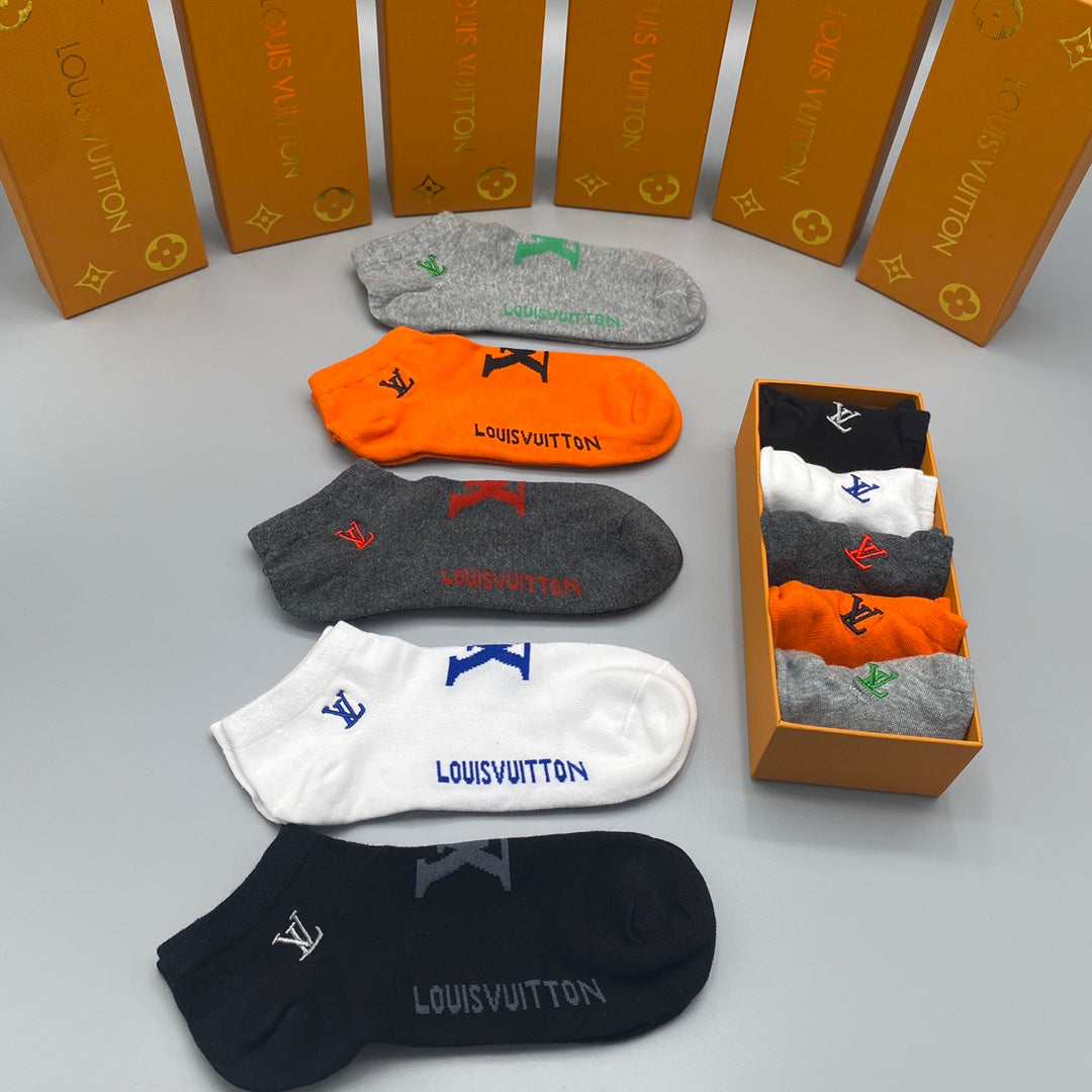 Louis Vuitton Mixed Bright Logo Ankle Socks - Box of 5 Pairs
