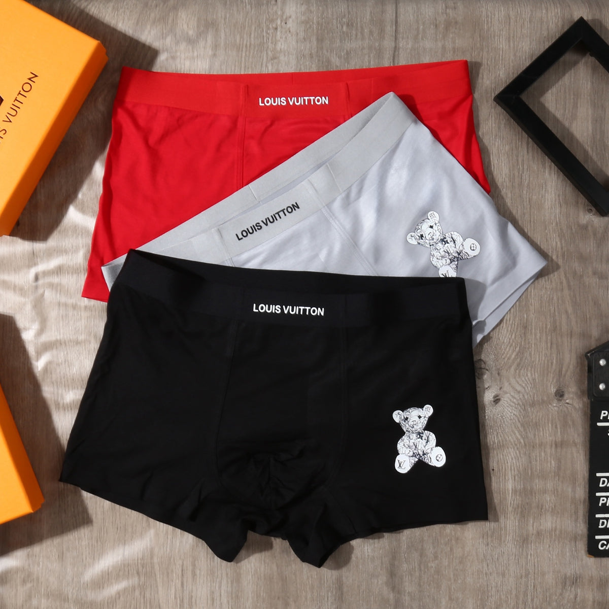 Louis Vuitton Modal-Blend Teddy Motif Men's Underwear - 3-Piece Box