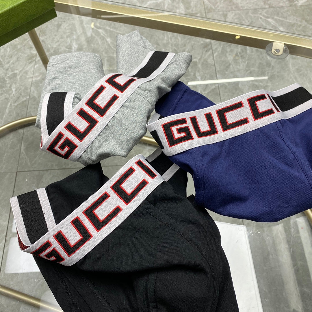 Gucci Cotton Bold Striped Logo Waistbands Men's Boxer Briefs - 3-Piece Box
