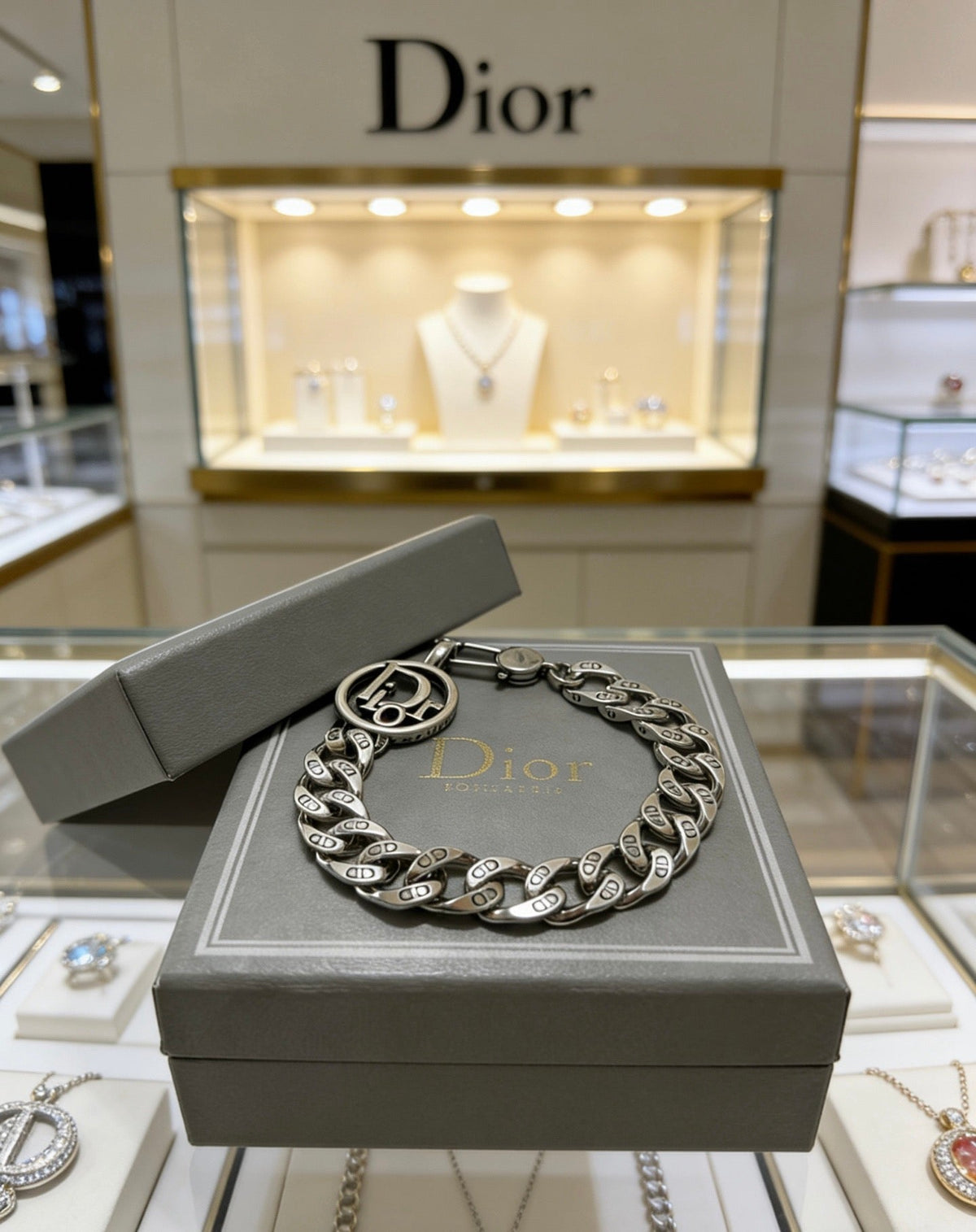 Martin Graham pendant necklace in polished metal-tone – detail view