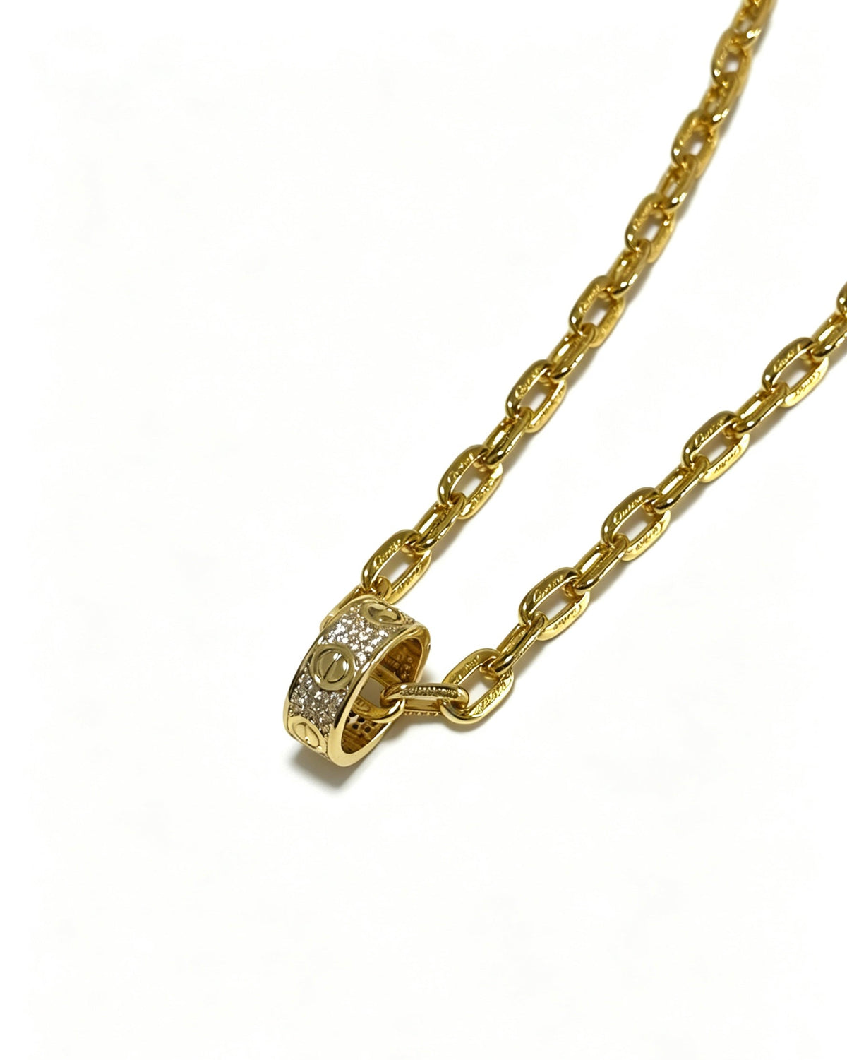 Martin Graham pendant necklace in polished metal-tone – detail view