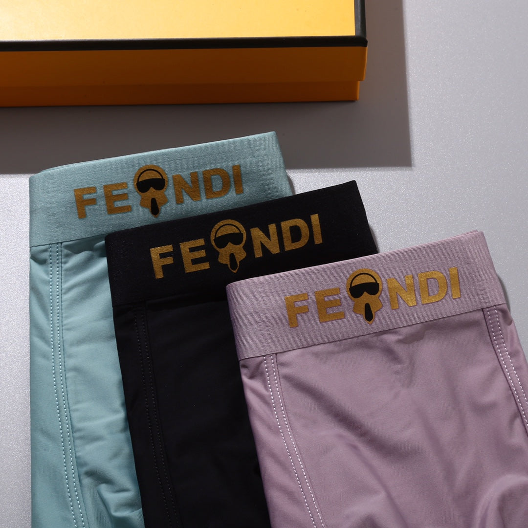 Fendi Gold-Tone Wordmark Men's Boxer Briefs - 3-Piece Box