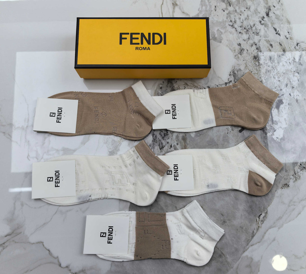 Fendi Modal No-Show Socks - 5-Pair Set