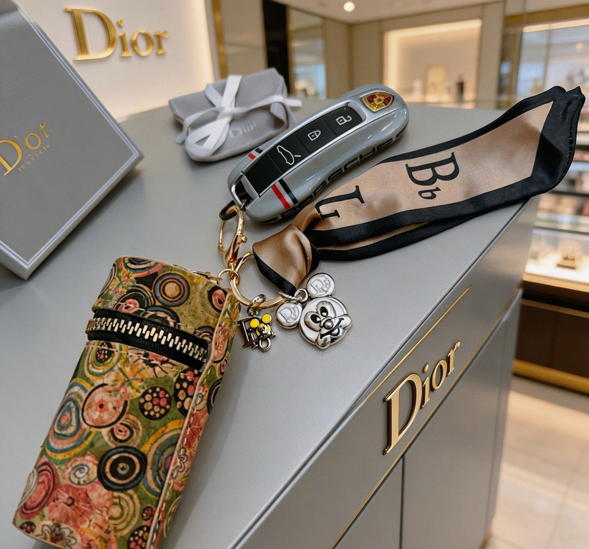 Martin Graham bag charm in polished metal-tone – detail view