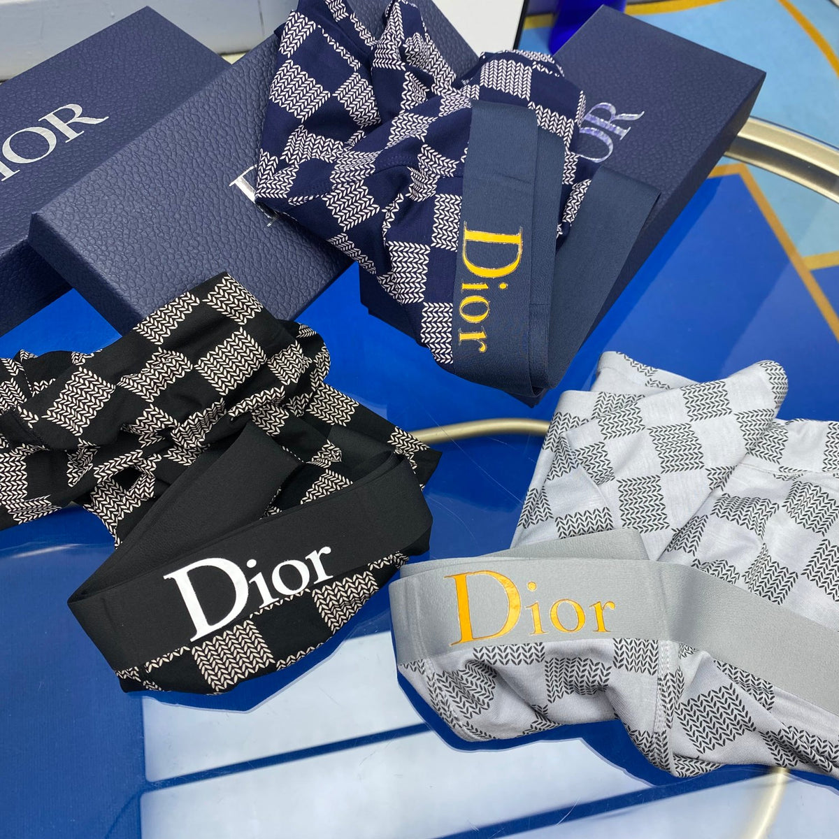 Dior Contrast Waistbands Men's Boxer Briefs - 3-Piece Box