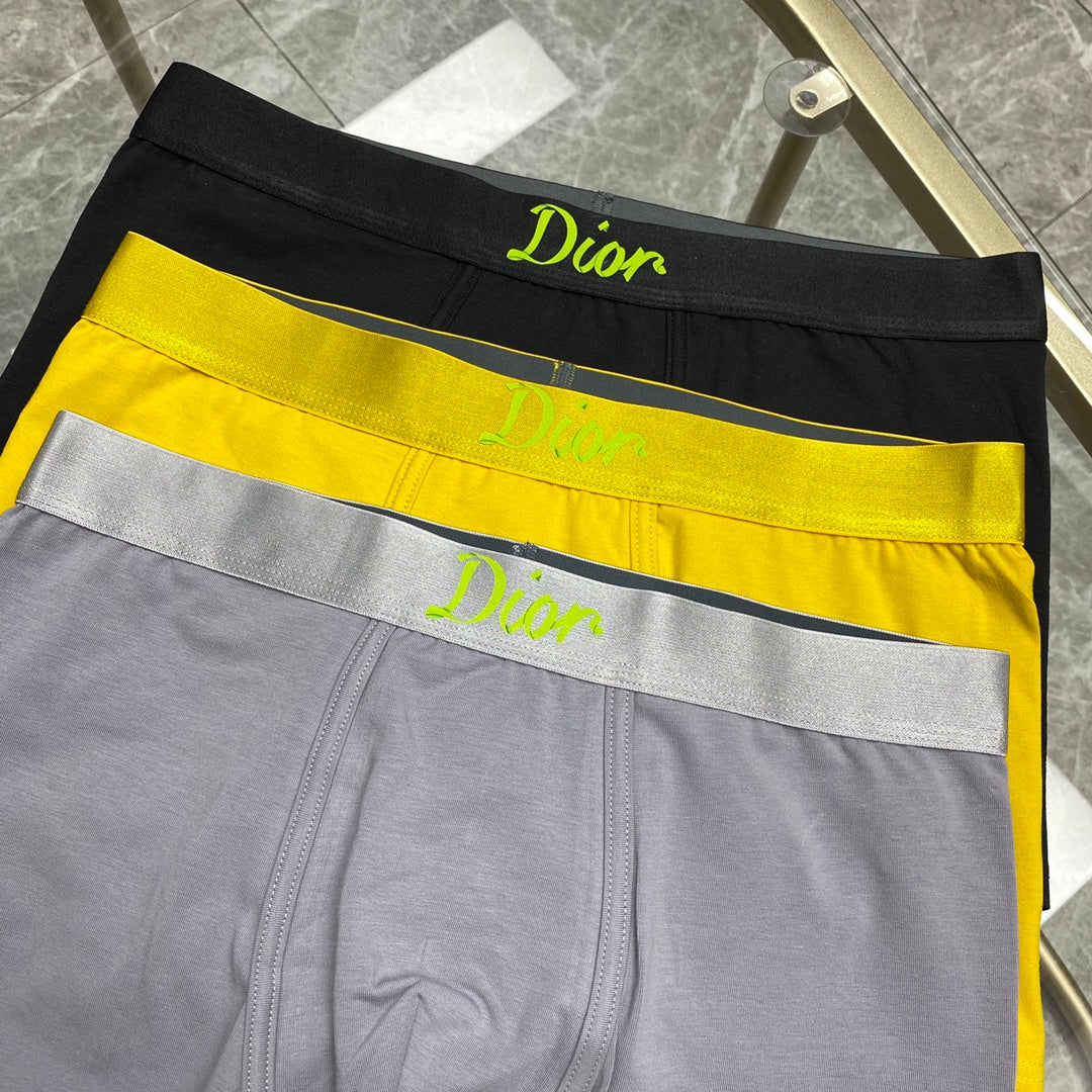 Dior Contrast Waistband Men's Trunk Underwear - 3-Piece Box