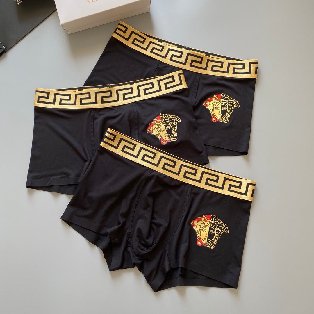 Versace 91% Modal & 9% Spandex Medusa Series Seamless-Cut Men's Boxer Briefs - 3-Piece Box