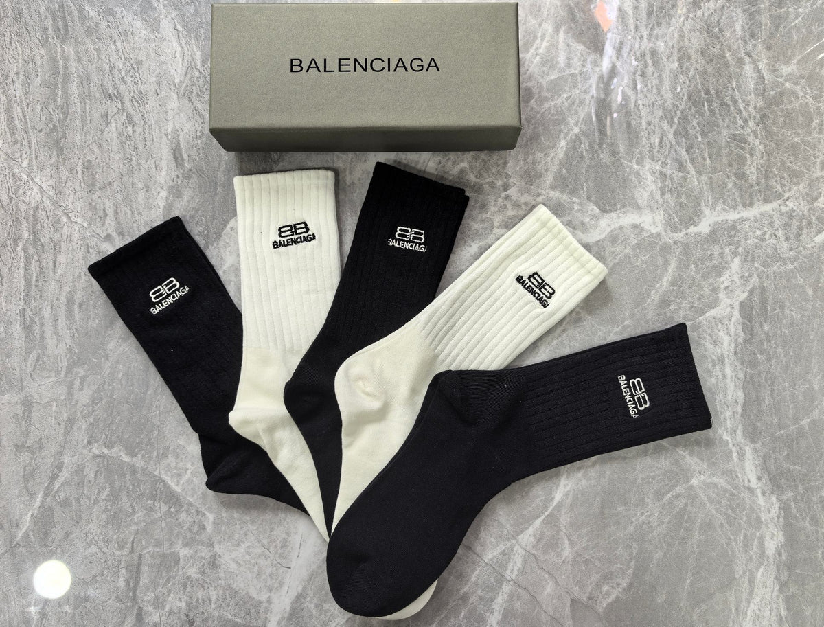 Balenciaga Cotton Crew Socks - 5-Pair Set