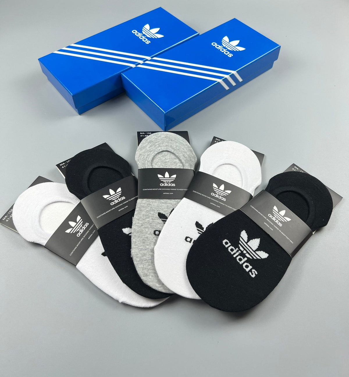 Adidas Cotton Visible Logo, Stripe Or Motif Details No-Show Socks