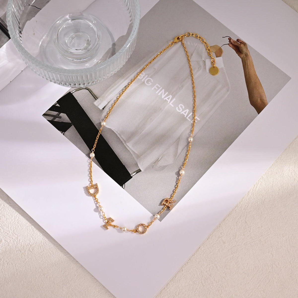 Martin Graham pendant necklace in polished metal-tone – detail view