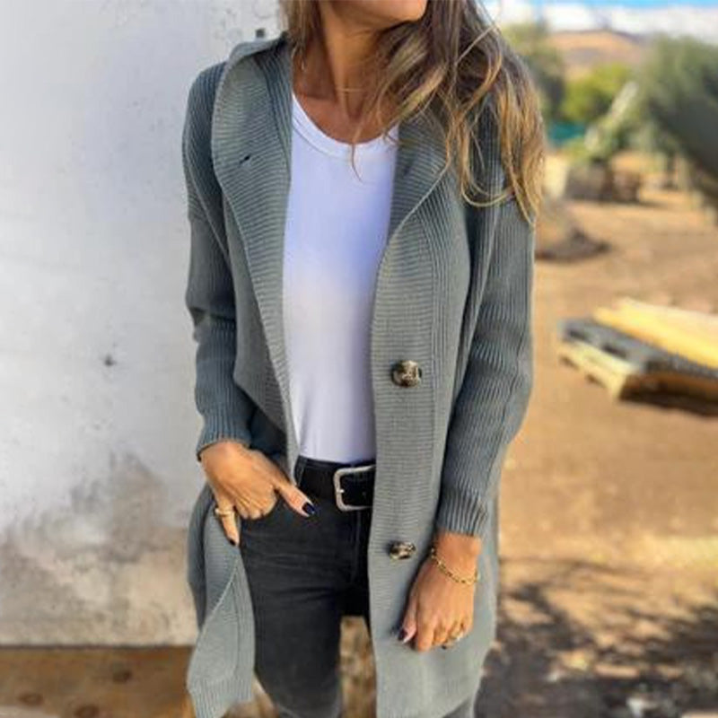 🎉Autumn Hot Sale🎉Button-down cardigan with hood for women Clothing &