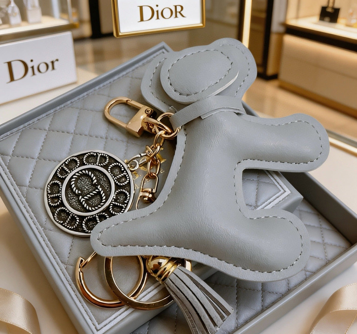 Martin Graham bag charm in polished metal-tone – detail view