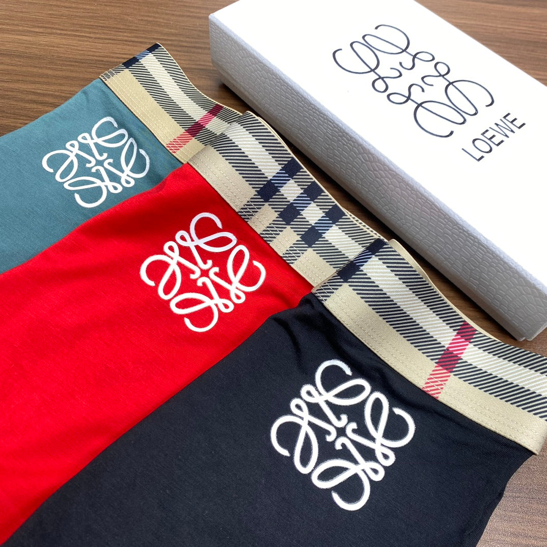 Loewe Check Waistband Men's Trunk Underwear - 3-Piece Box