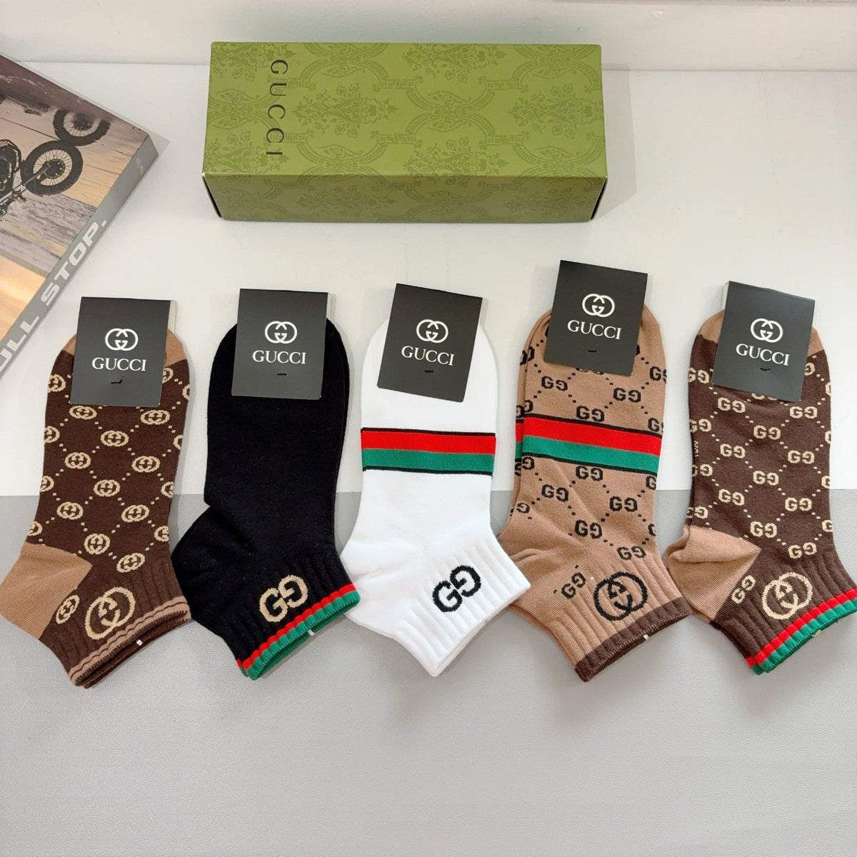 Gucci Mixed Monogram Crew Socks - Box of 5 Pairs
