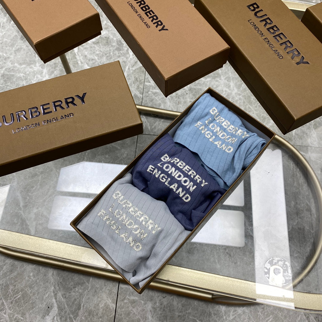 Burberry Cotton Contrast Lettering Men's Boxer Briefs - 3-Piece Box