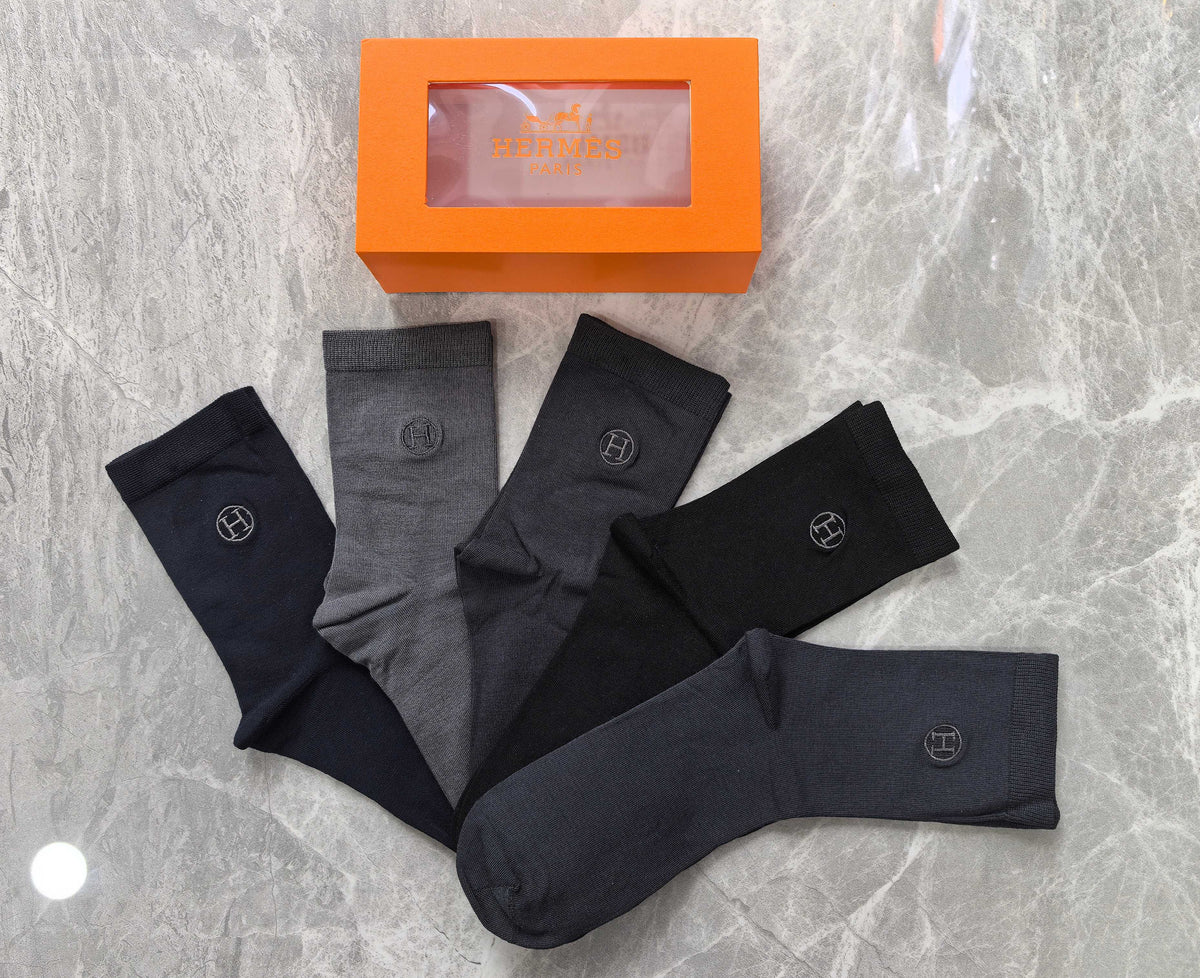 Hermes Business Crew Socks - 5-Pair Box