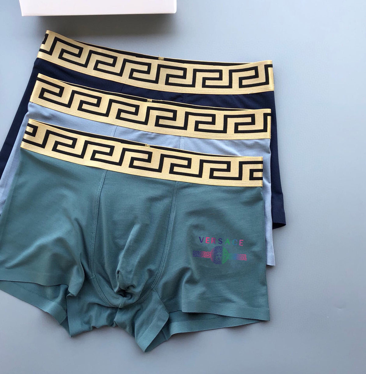 Versace Black, White & Grey Cotton Men's Boxer Briefs – 3-Pack