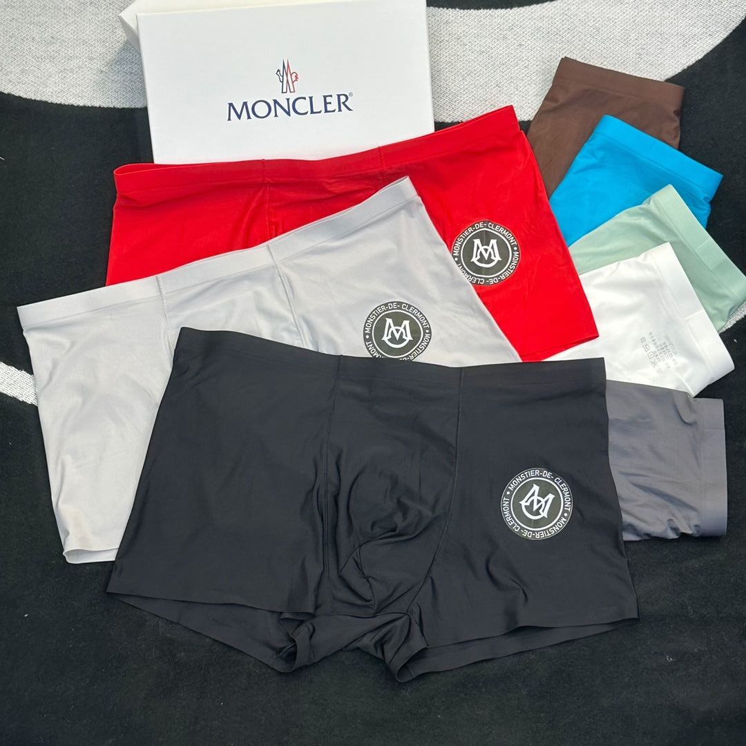 Moncler Goat-milk silk Circular Patch Men's Boxer Briefs - 3-Piece Box