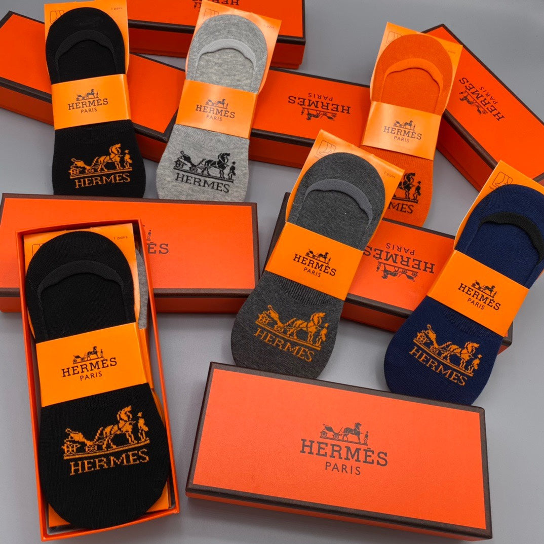 Hermes Horse Graphics No-Show Socks - 5-Pair Set