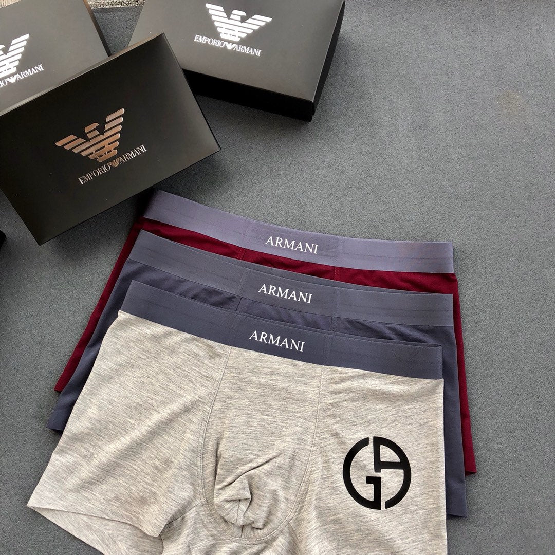 Armani 91% Modal & 9% Spandex Seamless-Cut Men's Boxer Briefs - 3-Piece Box