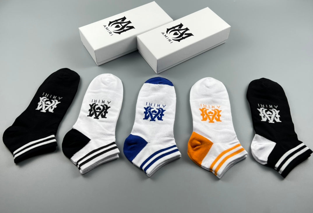 Fendi Sunburst-Style Emblem Graphics Ankle Socks - 5-Pair Set