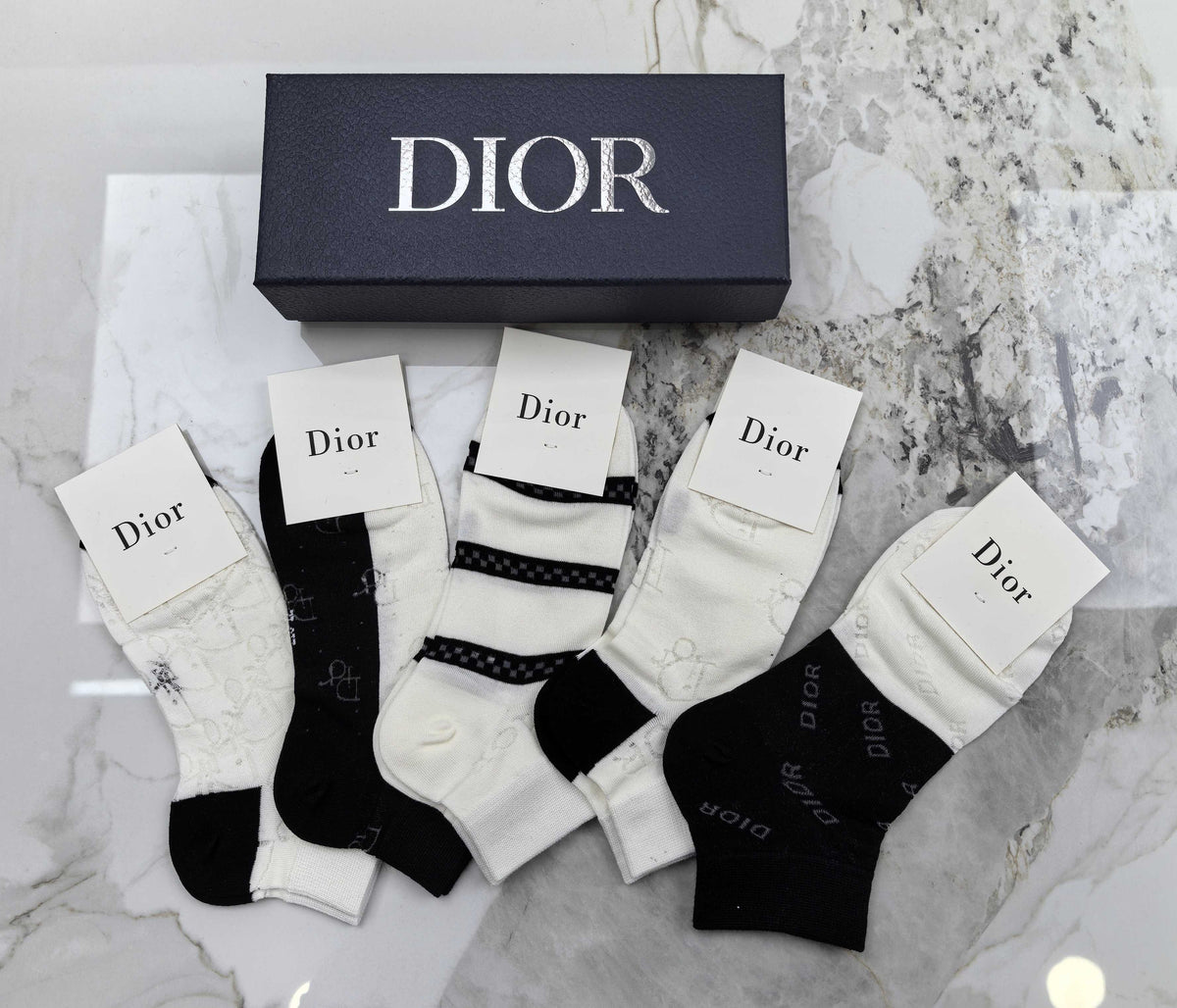 Dior Modal No-Show Socks - 5-Pair Set