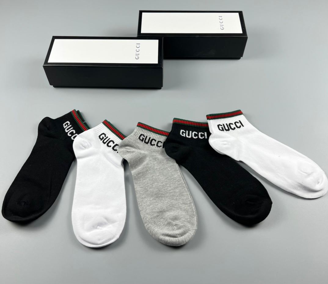 Gucci Red-And-Green Stripe No-Show Socks - 5-Pair Set