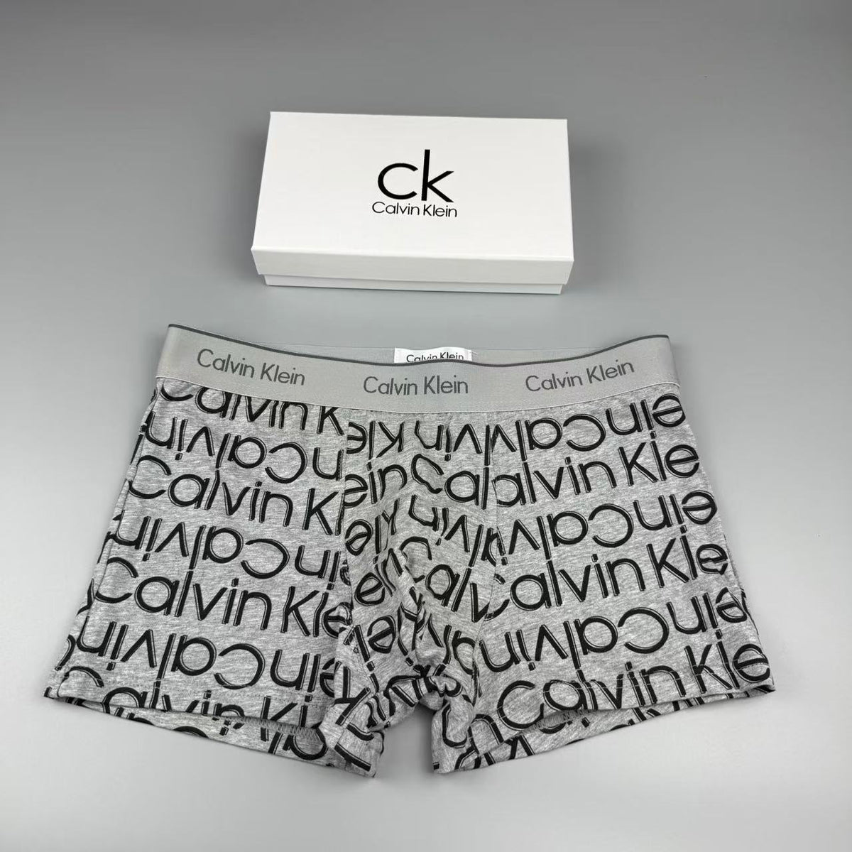 Calvin Klein Black, White, Grey & Red Letter Print Cotton Men's Boxer Briefs - 3-Piece Box