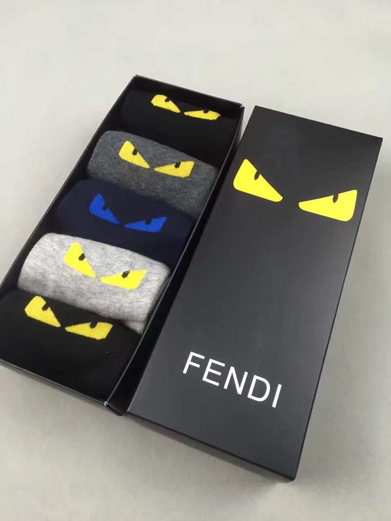Fendi Bright Eye-Shaped Motifs Crew Socks