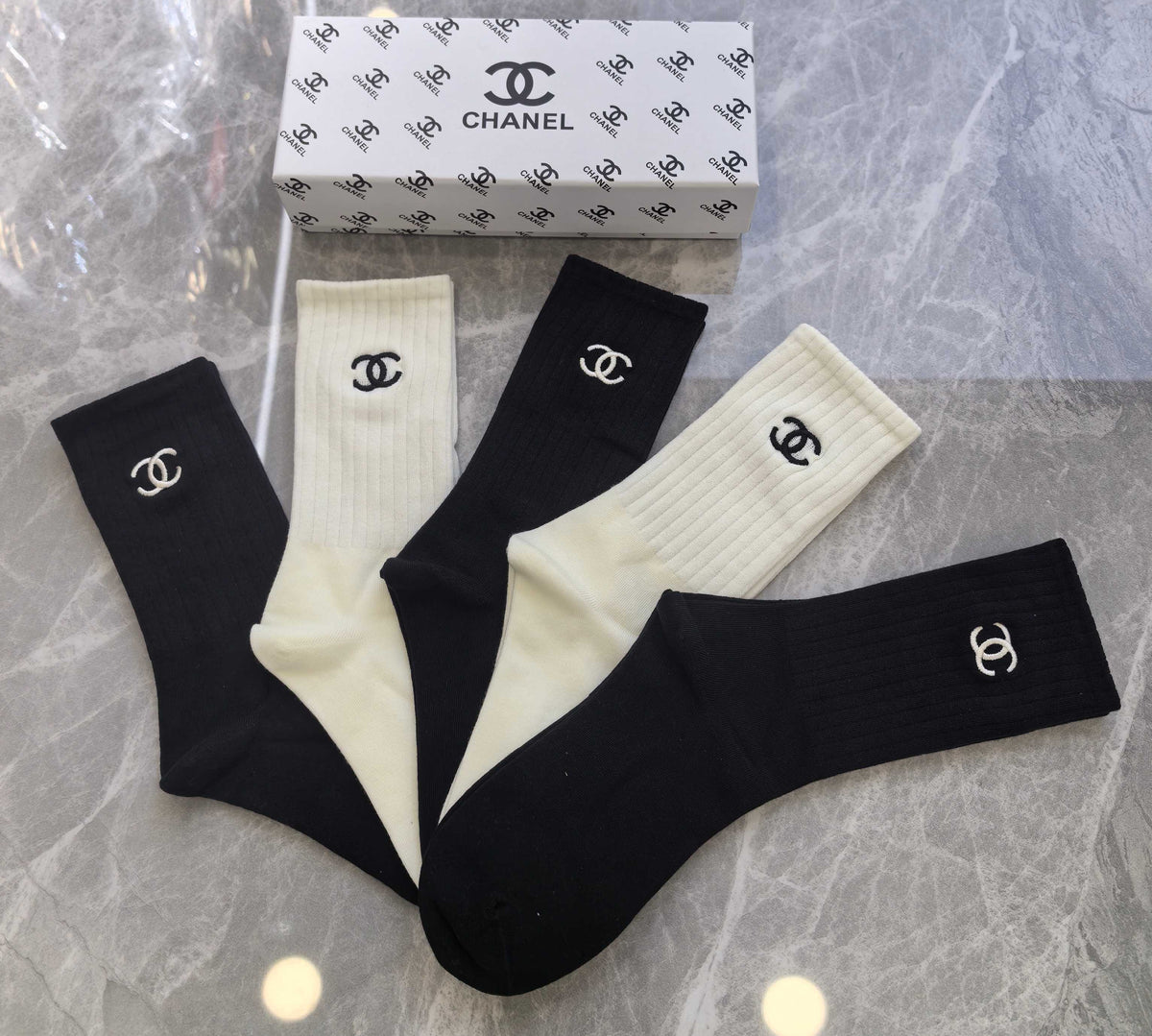 Chanel Small Emblem Crew Socks - 5-Pair Set