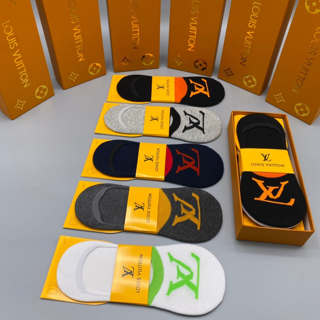 Louis Vuitton Large Initial Graphics No-Show Socks - 5-Pair Set