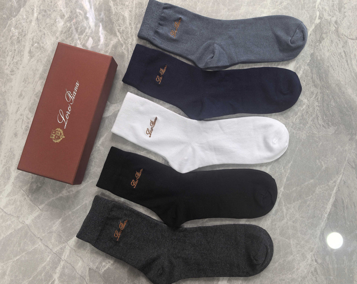 Loro Piana Pastel Colour Tonal Waistbands Crew Socks - 5-Pair Set