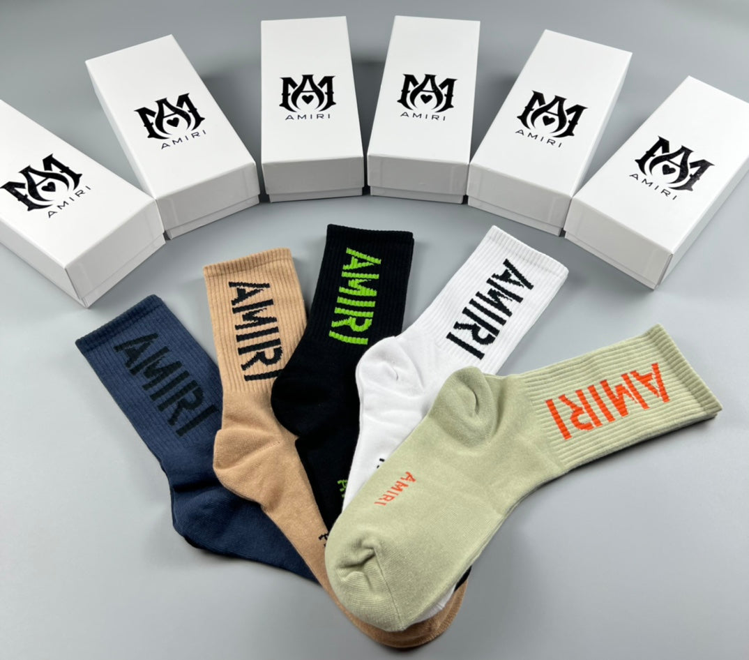Amiri Bold Lettering Crew Socks - 5-Pair Set