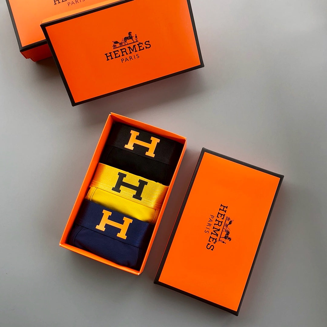 Hermes Contrast H Men's Boxer Briefs - 3-Piece Box