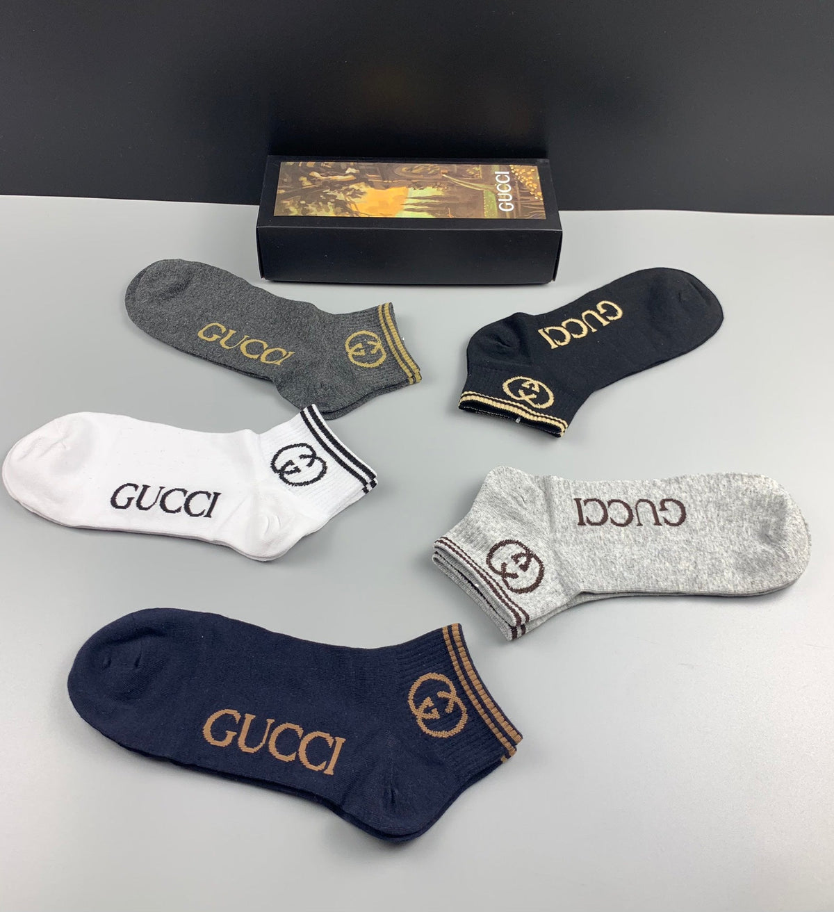 Gucci Solid Logo Ankle Socks - Box of 5 Pairs