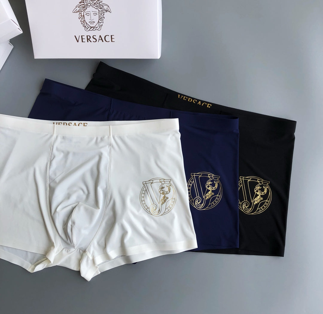 Versace Contrast Logo Waistbands Men's Boxer Briefs - 3-Piece Box