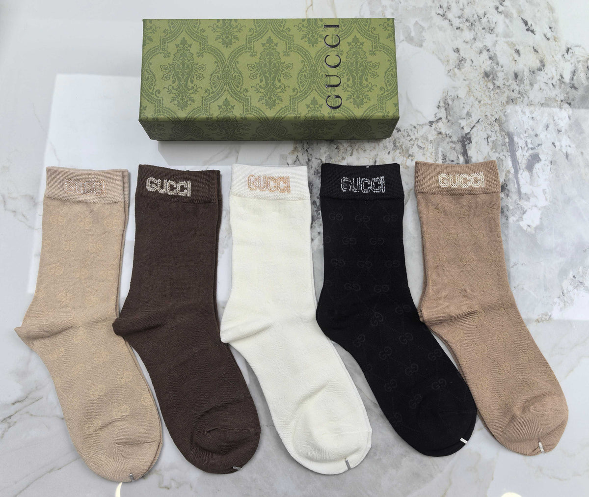 Gucci Modal Blend Crew Socks - 5-Pair Set