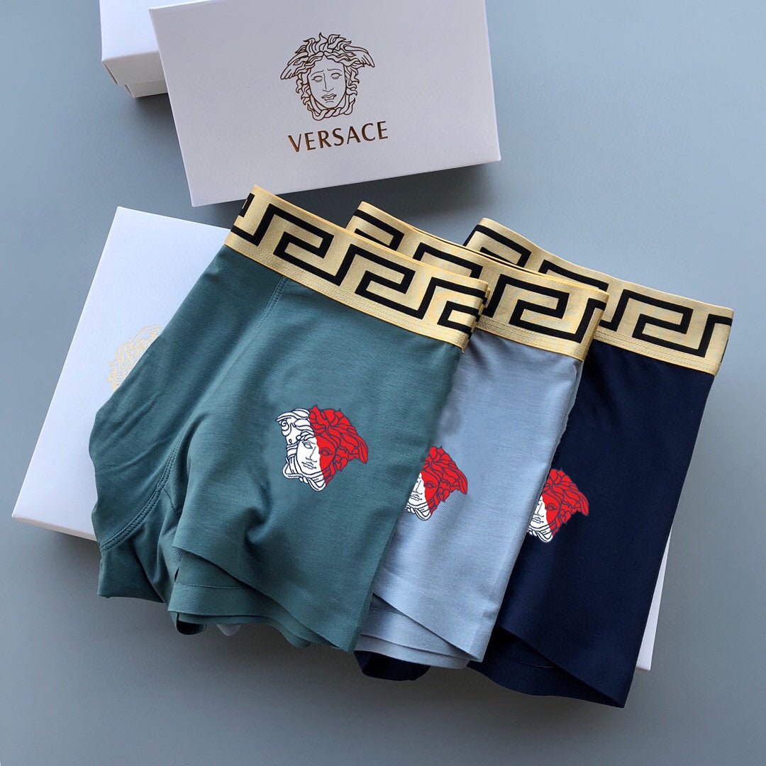 Versace Medallion And Greek-Key Men's Boxer Briefs - 3-Piece Box