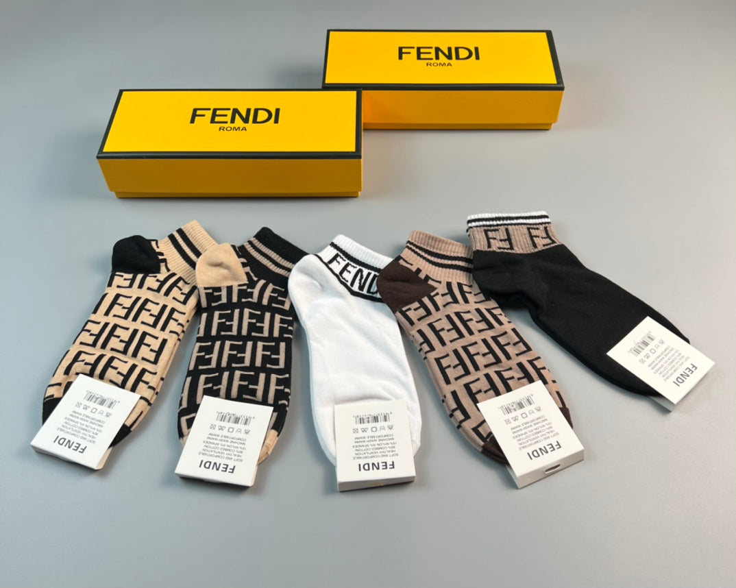 Fendi Repeating Letter Patterns Ankle Socks