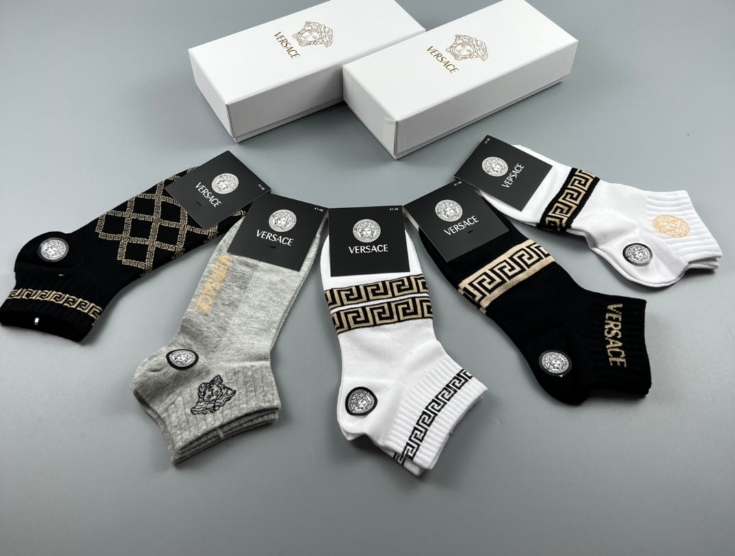 Versace Graphic Crew Socks - 5-Pair Box
