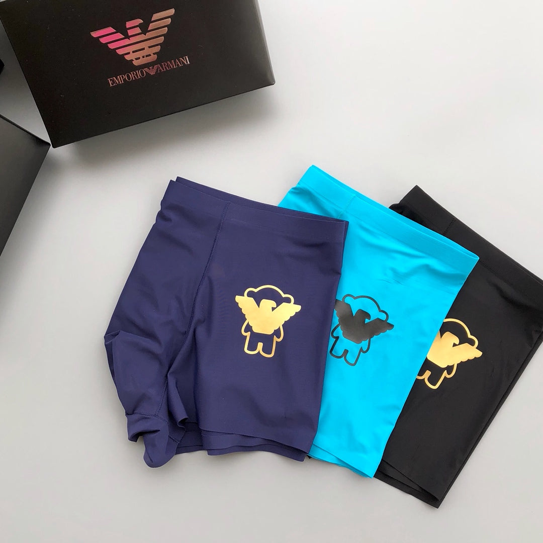 Armani Milk-Silk Bear Series Seamless-Cut Men's Boxer Briefs - 3-Piece Box