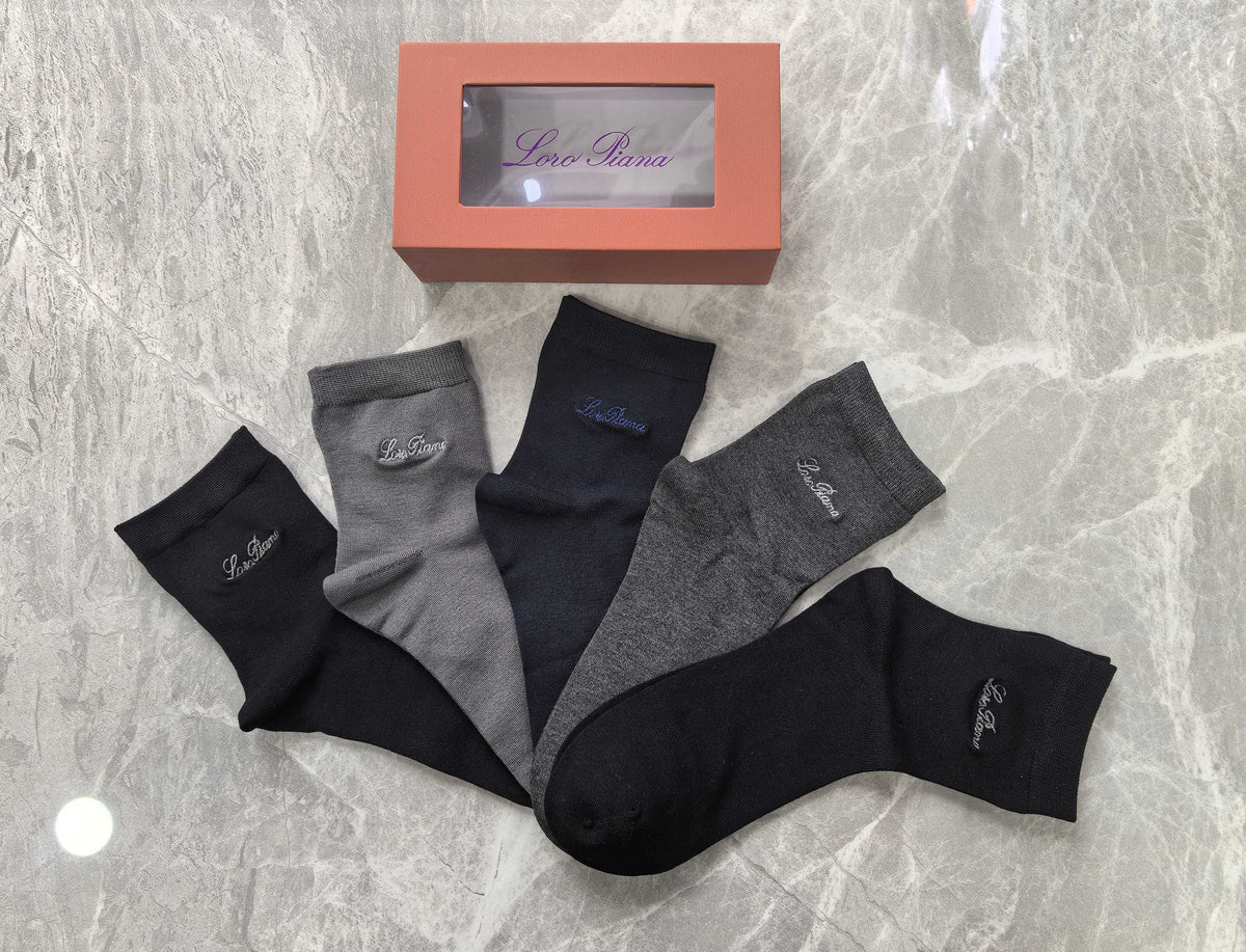 Loro Piana Restrained Script Crew Socks - 5-Pair Set