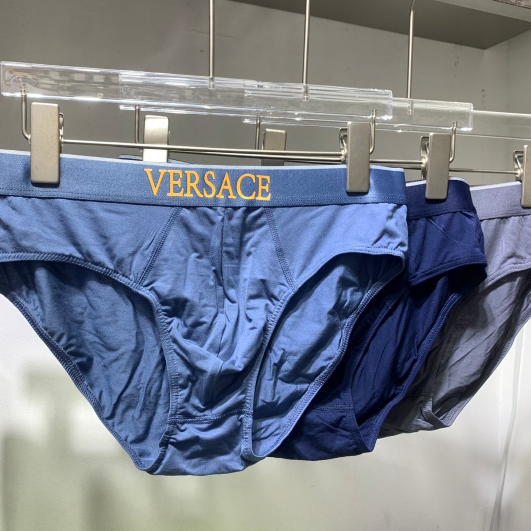 Versace Odell Gold-Tone Waistbands Men's Briefs - 3-Piece Box