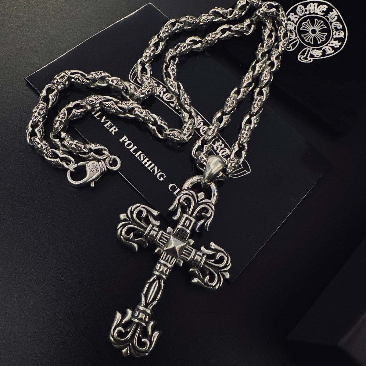 Martin Graham pendant necklace in polished metal-tone – detail view