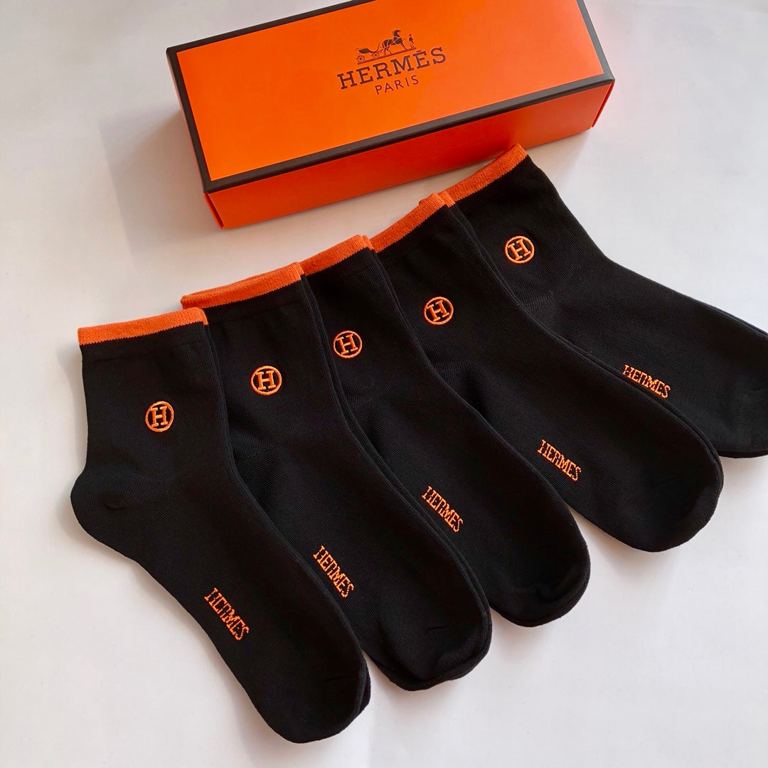 Hermes Cotton No-Show Socks - 5-Pair Set