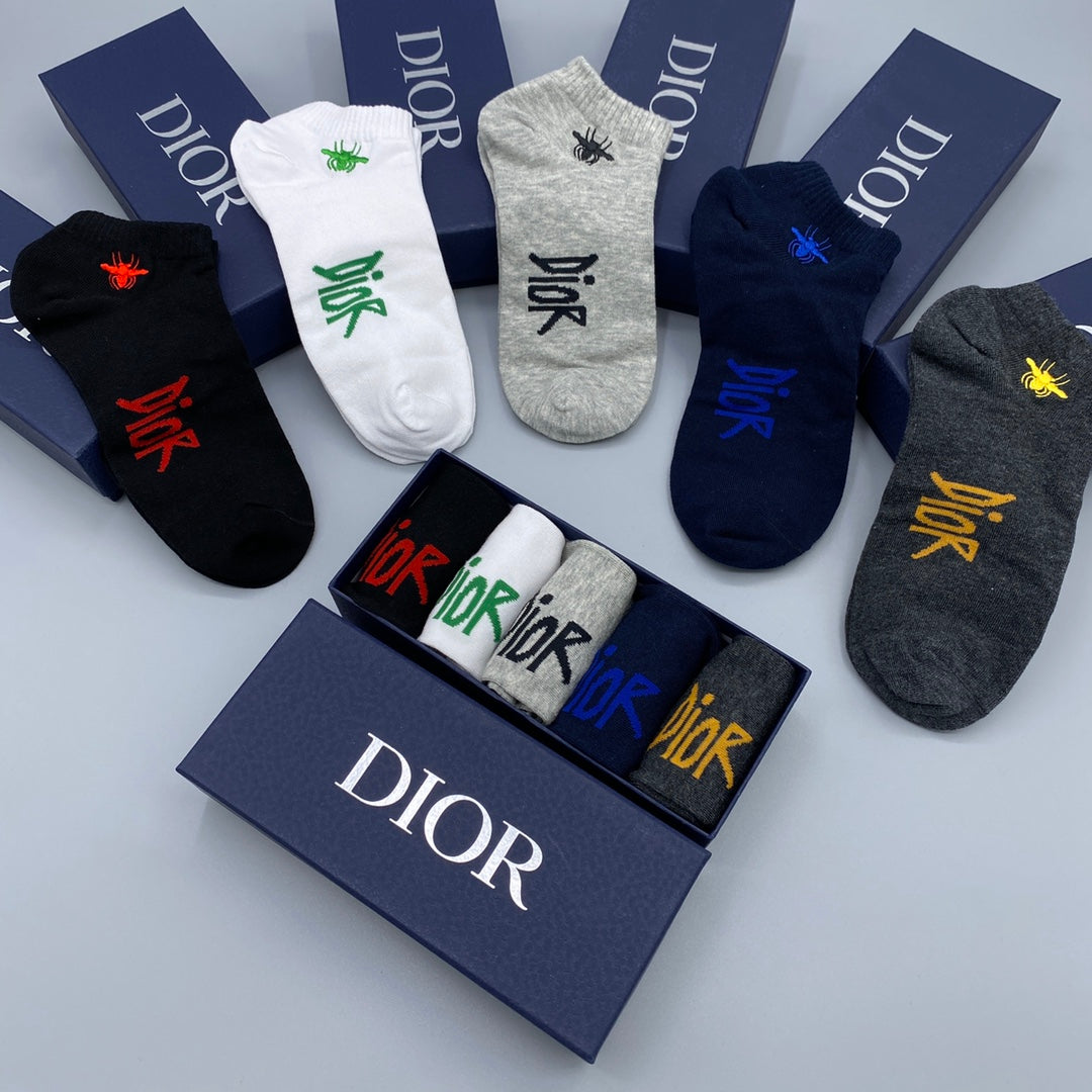 Dior Graphic Ankle Socks - 5-Pair Box