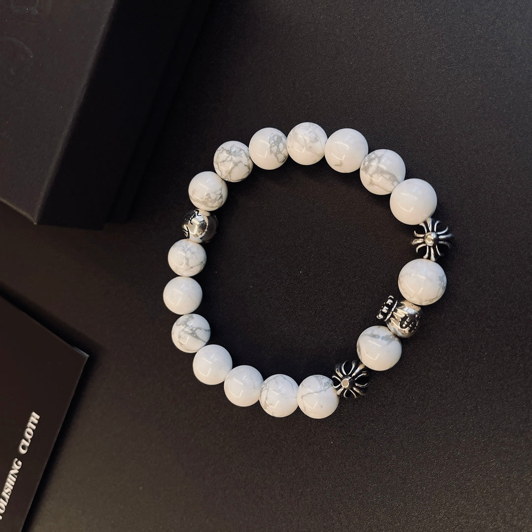Martin Graham beaded bracelet in polished metal-tone – detail view