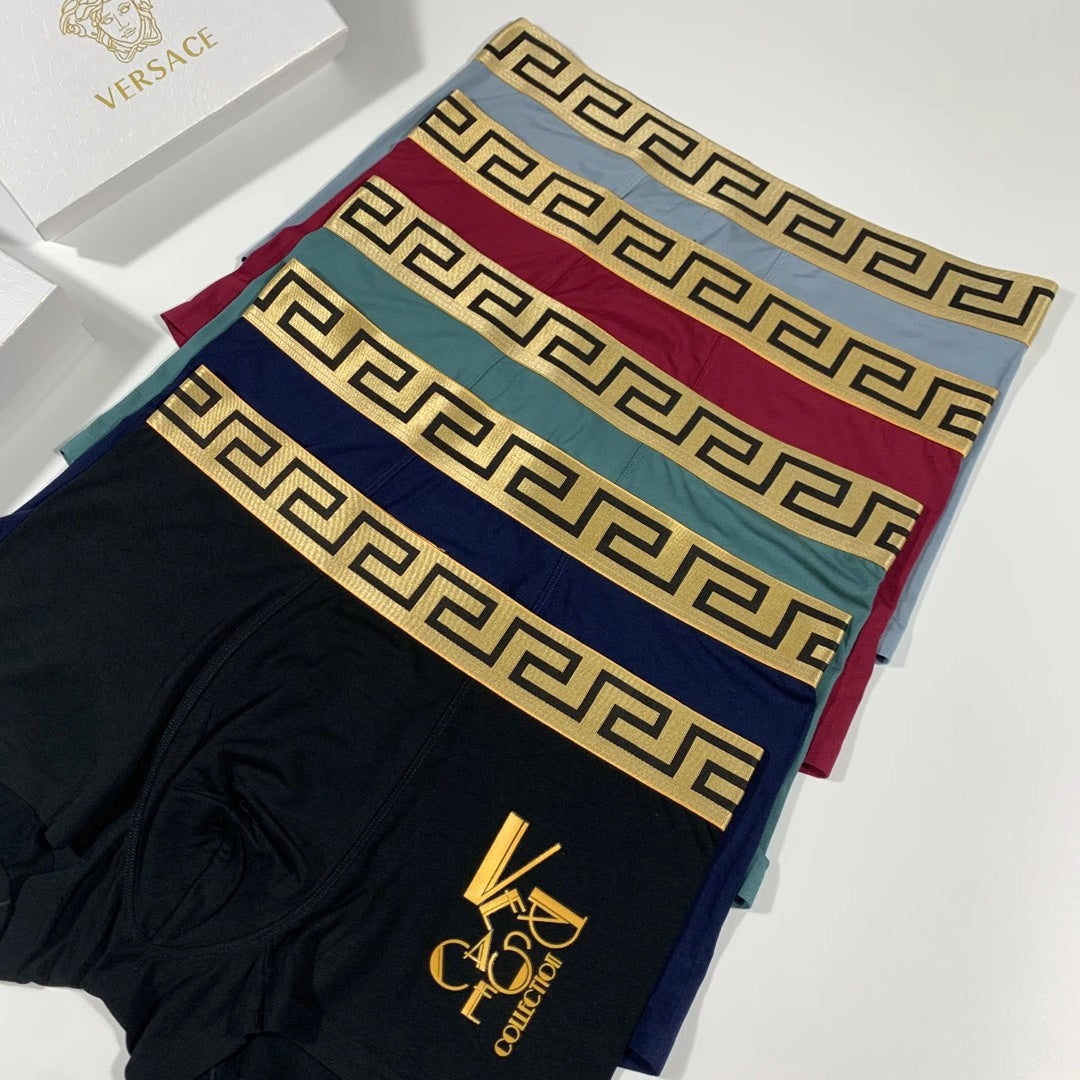 Versace Gold Graphic Men's Trunk Underwear - 3-Piece Box